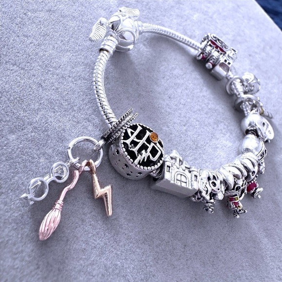 Harry Potter Charm Bracelet Hermione Ron Dobby Hogwarts Theme Pandora Bracelet - Picture 2 of 6